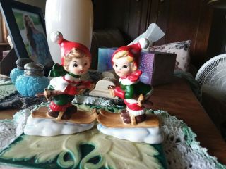 2 Vintage Ceramic Christmas Figurines Lefton