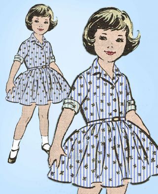 1950s Vintage Anne Adams Sewing Pattern 4747 Cute Toddler Girls Dress Size 6