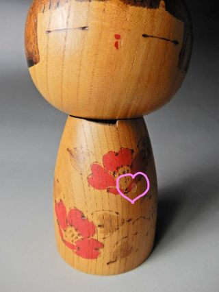 Japanese Sosaku Kokeshi Wooden Doll Camelia Flowers Rare Artist Signed H17m 6.  7 