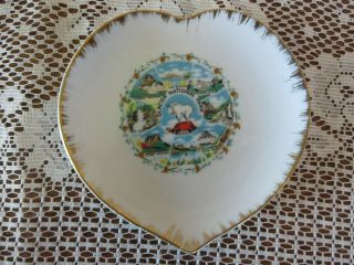 Vintage Glacier National Park Souvenir Heart Shape 4 1/2 " Ceramic Plate