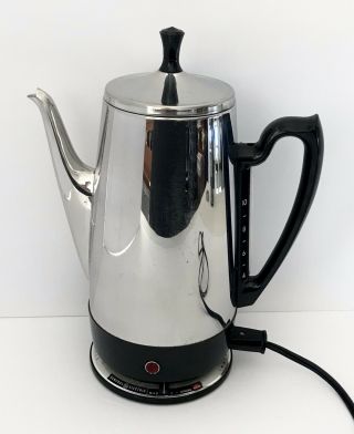 Vtg General Electric Coffee Percolator Ge Chrome 10 Cup Mcm Mid Century