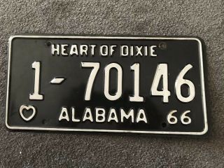 1966 Alabama License Plate Birmingham 66 Heart Of Dixie Jefferson County 1 Yom