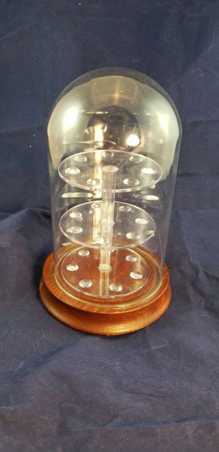Thimble Display Glass Dome 3 Tier Spinning Oshkosh Triangle Holds 21 Thimbles