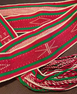 Vintage 1960’s Native American Navajo Hand Woven Wool Ceremonial Sash Belt 2
