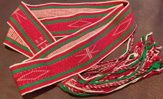 Vintage 1960’s Native American Navajo Hand Woven Wool Ceremonial Sash Belt 3