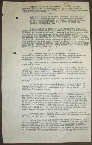 India 1945 documents about the return of War Evacuees to Malaya 3