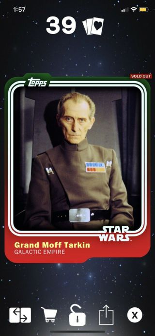 Topps Star Wars Card Trader Series 1 Holiday Variant Grand Moff Tarkin 9cc