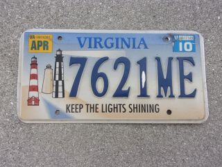 Virginia 2010 Lighthouses License Plate 7621me