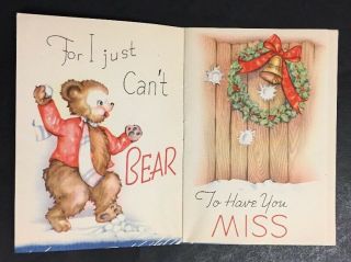 Vintage Ice Skating Bear Snowman Christmas Greeting Card Multi Page 2