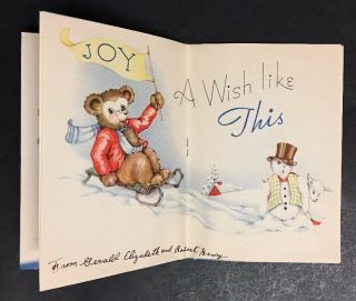 Vintage Ice Skating Bear Snowman Christmas Greeting Card Multi Page 3