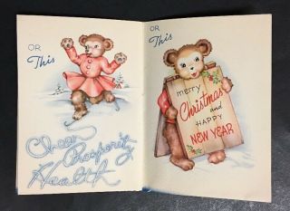 Vintage Ice Skating Bear Snowman Christmas Greeting Card Multi Page 4