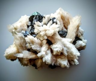Galena Crystals On Calcite Crystals Chihuahua Mexico Natural Mineral Specimen
