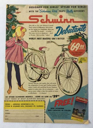 1960 Schwinn Debutante Bicycle Ad Page Most Girl 