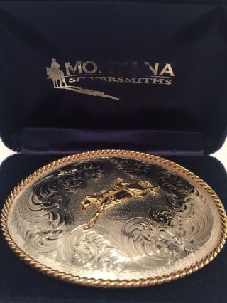 Vintage Montana Silversmiths Horse Rodeo Belt Buckle 5