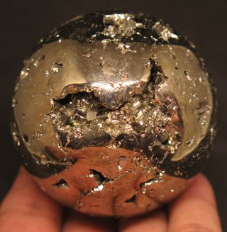 60mm 1lb 1.  6oz Natural Pyrite Geode Crystal Sphere Ball