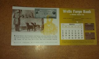 1947 March Calendar Emperor Norton I San Francisco Wells Fargo Bank Ad Blotter