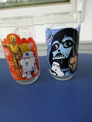2 1977 Star Wars Burger King Glasses,  R2d2,  C3po,  Darth Vader