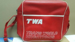 Twa - Trans World Vacation - Carry On Bag - Red Vinyl Zipper Bag