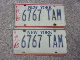 York Statue Of Liberty License Plate Pair 6767 Tam