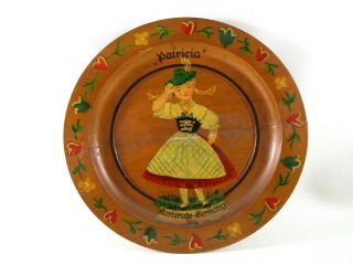 Vintage Hand Painted Karlsruhe Germany " Patricia " Dutch Girl Wood Plate