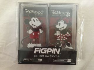 Disney D23 Expo 2019 Exclusive Figpin Glitter Mickey Minnie Mouse 2 - Pack Pin Set