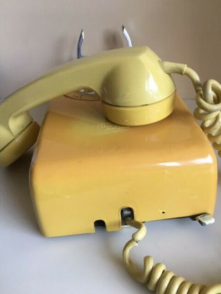 Vintage Yellow Rotary Dial Wall Phone Western Electric Bell System