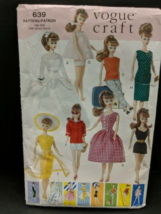 Vogue Craft 639 Vintage Doll Clothing 8 Styles 11 1/2 " Fashion Dolls Dress Pants