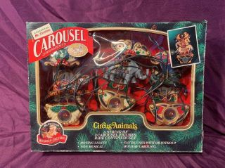 1993 Mr.  Christmas Carousel Ornaments Animated Circus Animals Elephant Tiger