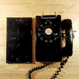 Vintage 1960s Black Western Electric Bell Systems Rotary Phone W/ Wall Mount
