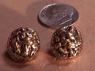 22k Gold Plated Lions Head Buttons (2) 1/2 " Each