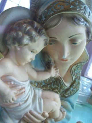Vintage 1958 Chalkware Tv Lamp Mary And Baby Jesus