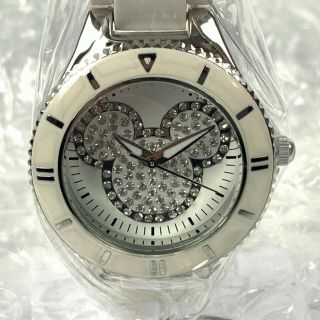 Authentic Disney Parks Mickey Mouse Crystal Head Womens Watch White