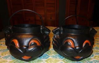 One 1 Empire Plastic Halloween Black Cat Trick Or Treat Candy Bucket Blow Mold