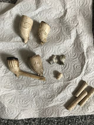 Clay Pipe Bowls Decorated Canal Finds & Cockerels