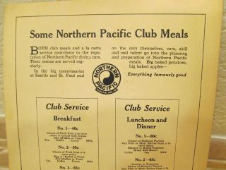1920s NORTHERN PACIFIC YELLOWSTONE PARK LINE Club Meals MENU NPRR Railway Photo 4