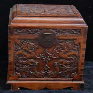 China Old Antique Carved Huanghuali Wood Royal Palace Emperor Seal Dragon Box