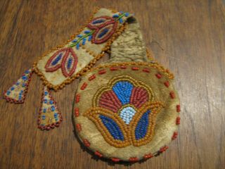 Vintage Native American Indian Beaded Leather Watch Pouch Holder
