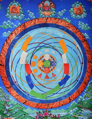 34 " Blessed Tibet Thangka Painting Poster: Mandala Of The Universe In Buddhism =