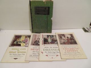 Vintage 1930 Singer Sewing Library Set 4 Books / Sleeve Draperies Children Dress