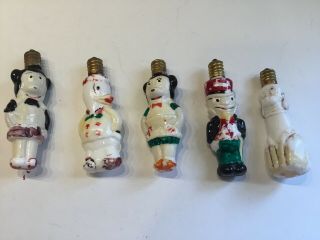 5 Vintage C - 7 Disney Painted Milk Glass Christmas Light Bulbs - All Work