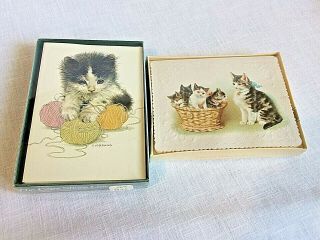 2 Boxes Cat Kitten Note Cards 8 Ea Hallmark Cape Shore Line Giordano