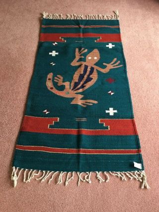 Zapotec Southwestern 100 Wool Hand Woven Rug Mexico Tapestry Wall 60x31