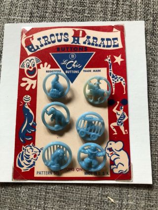 Vintage Circus Parade Plastic Buttons Lechic 