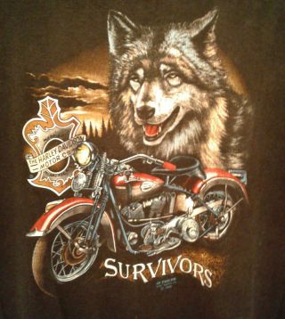 Harley Davidson 3D Survivors Tshirt Wolf Richmond VA 1989 Thin 50/50 Mens XL 3