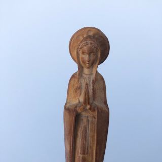 Hand Carved 7” Inch Wood Spiritual Mary Figurine Statue Sculpture Religious