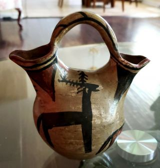 Antique 19th Century Native American Pottery Wedding Vessel Pueblo? Navajo?