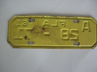 1961 Florida Motorcycle License Plate 28 - 71 2