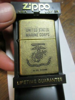 1999 Zippo Lighter Military Us Marines Corps 3rd Division Okinawa