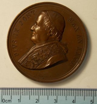 ITALY VATICAN POPE PIUS IX BRONZE MEDAL 1871 BY BIANCHI 5