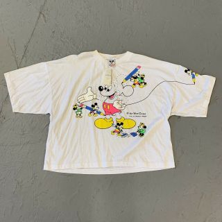 Very Cute Mickey Mouse Crop Top Tee Shirt Vtg 80s 90s Single Stitch L Xl Disney